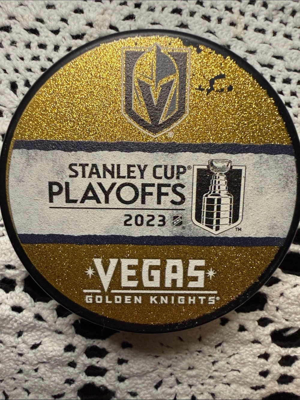Stanley Cup Playoffs 2023 Gold Hockey Puck